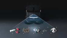 Load image into Gallery viewer, PUDU MT1 with an illustrated detection field highlighting different types of floor debris