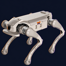 AGIBOT D1 Ultra Industrial Quadruped Robot with decorative Halloween styling. Costume not included.