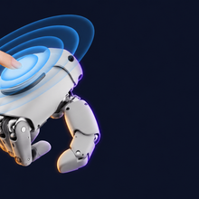 AGIBOT OmniHand 2025 with Tactile Sensing – Left and Right Pair with decorative Halloween background and edge lighting.