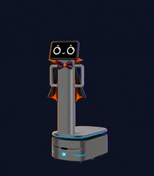 Panda AMR F150 Industrial Delivery Robot with decorative Halloween styling. Costume not included.