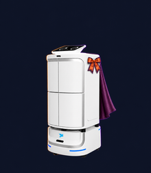 Panda Hotel High-End Delivery Robot with decorative Halloween styling. Costume not included.
