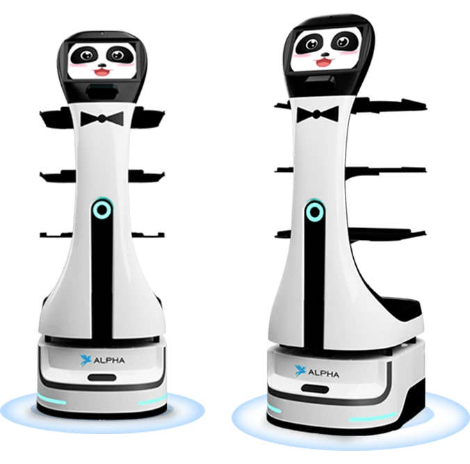 Panda restaurant food delivery robot by Alpha Robotics