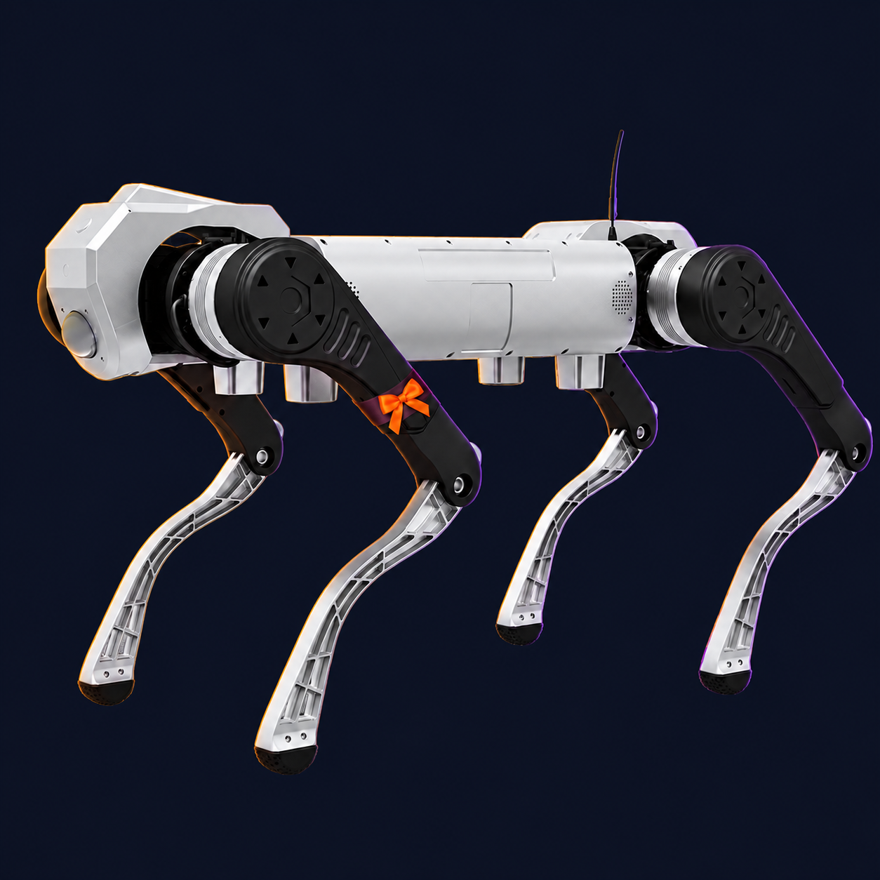 AGIBOT D1 MaxPro Industrial Quadruped Robot with decorative Halloween styling. Costume not included.