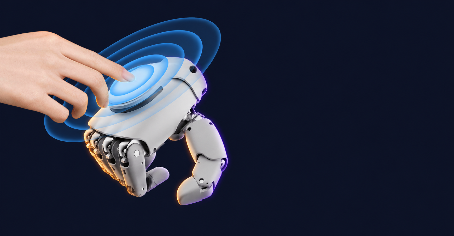AGIBOT OmniHand 2025 with Tactile Sensing – Left and Right Pair with decorative Halloween background and edge lighting.