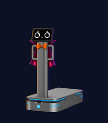 Panda AMR F300 Industrial Delivery Robot with decorative Halloween styling. Costume not included.
