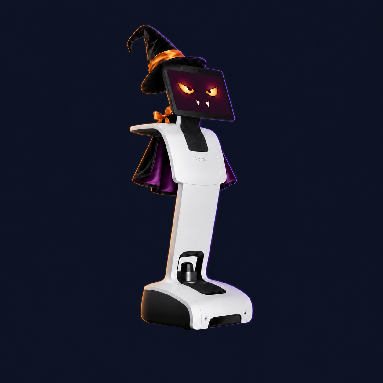 temi V3 Robot (Wi-Fi) with decorative Halloween styling. Costume not included.